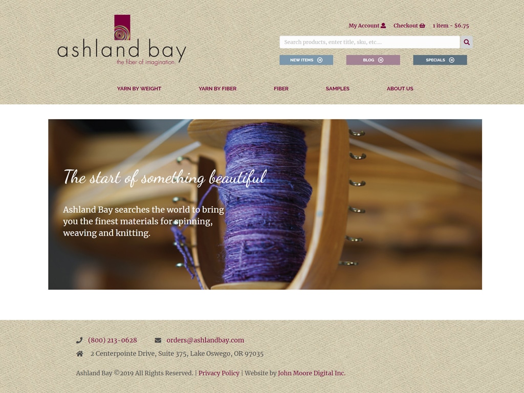 Ashland Bay Website Screenshot