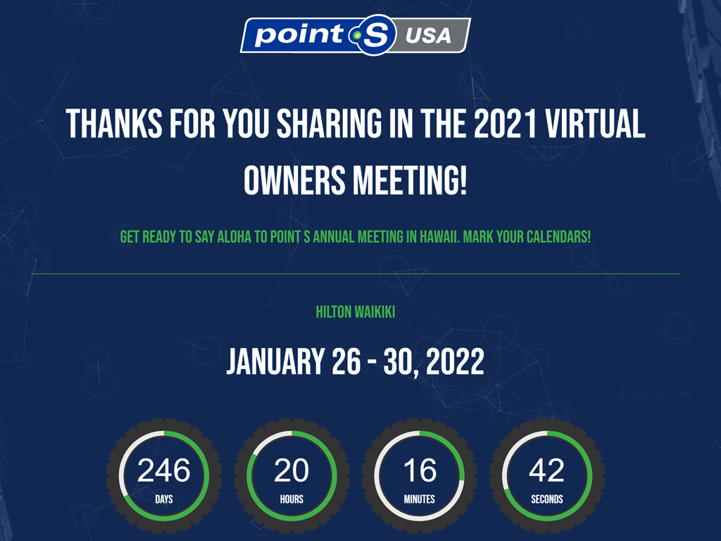 Point S Tires Annual Meeting WordPress Website Created in Bend, Oregon
