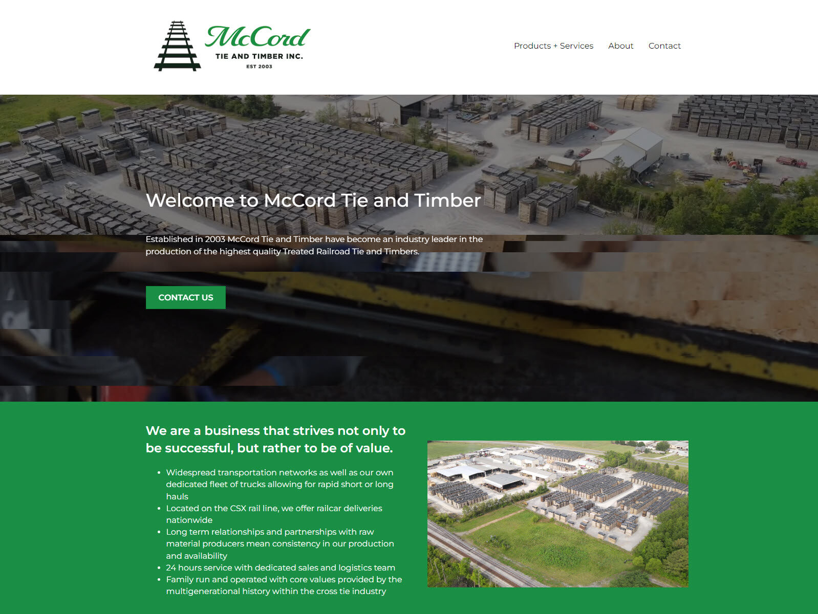 Homepage for McCord Tie and Timber
